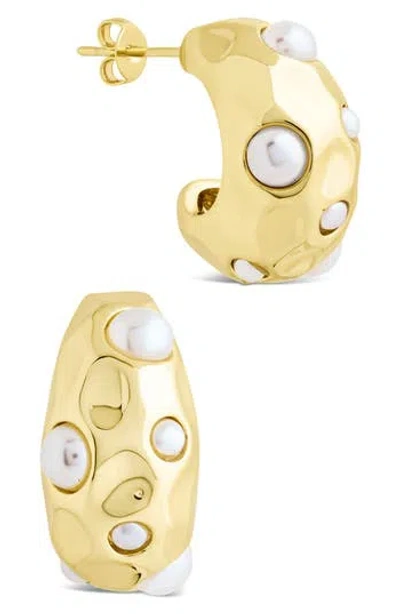 Sterling Forever Eleanor Chunky Molten Hoop Earrings In Gold