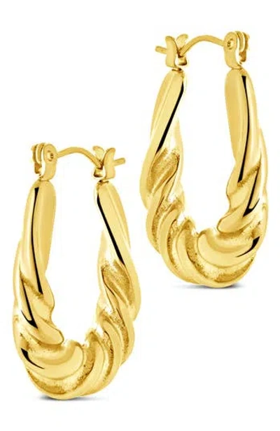 Sterling Forever Elena Twisted Tube Hoop Earrings In Gold