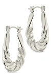 Sterling Forever Elena Twisted Tube Hoop Earrings In Green
