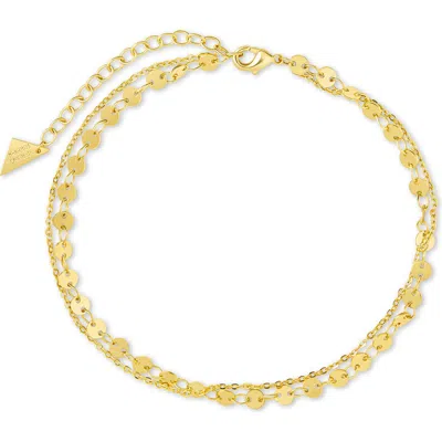 Sterling Forever Eliana Layered Disc Chain Anklet In Gold