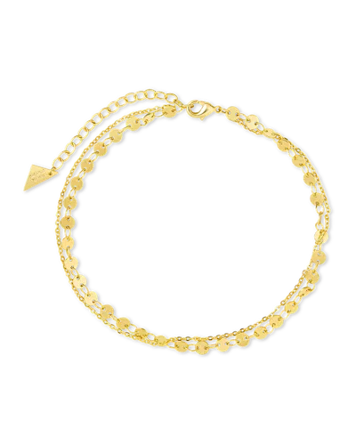 Sterling Forever Eliana Layered Disc Chain Anklet In Gold