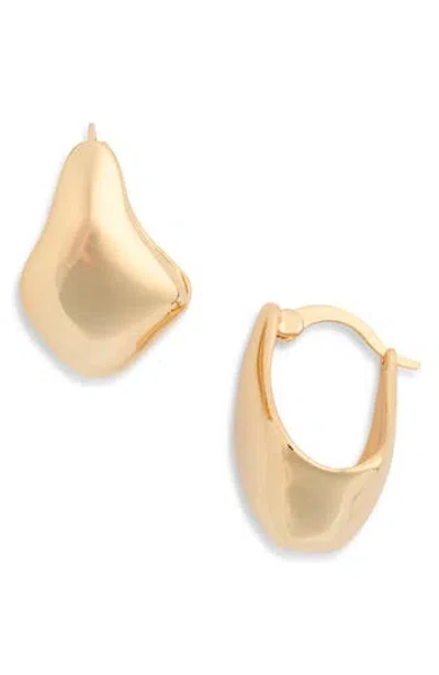 Sterling Forever Elise Polished Huggie Hoop Earrings In Gold