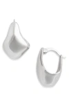 Sterling Forever Elise Polished Huggie Hoop Earrings In Gray