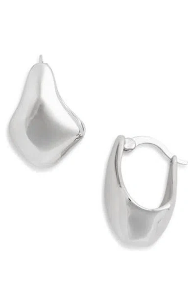 Sterling Forever Elise Polished Huggie Hoop Earrings In Gray