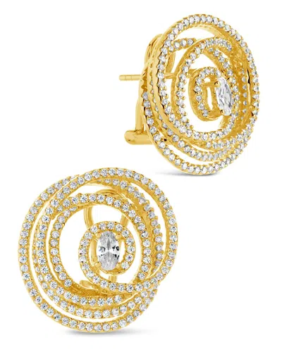 Sterling Forever Elle Cz Circle Stud Earrings In Gold