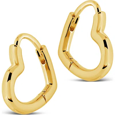 Sterling Forever Elle Heart Hoop Earrings In Gold
