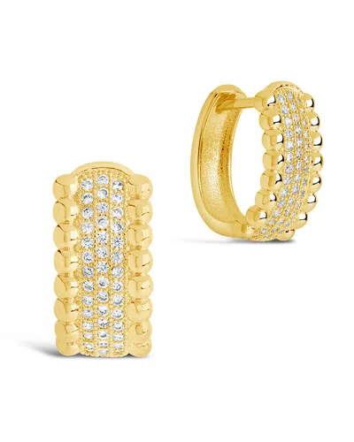 Sterling Forever Ellerie Cz Micro Hoop Earrings In Gold