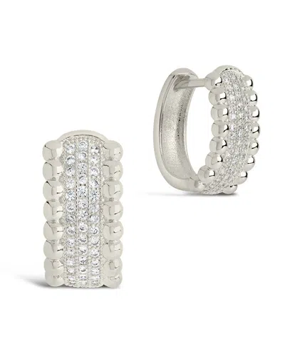 Sterling Forever Ellerie Cz Micro Hoop Earrings In Silver