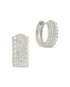 Sterling Forever 14k Over Silver Cz Constance Studded Statement Hoop Earrings In Silver