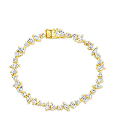 Sterling Forever Ellery Cubic Zirconia Tennis Bracelet In Gold