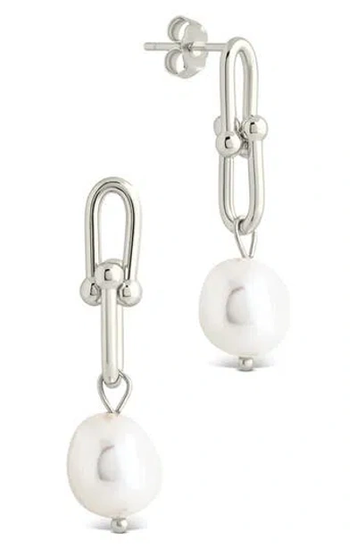 Sterling Forever Ellery Mother-of-pearl Drop Earrings In Silver