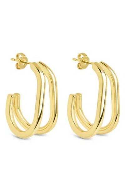 Sterling Forever Elliana Suspender Hoop Earrings In Gold