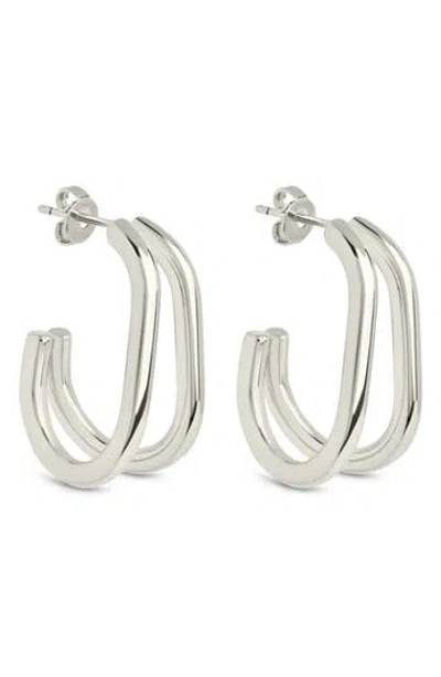 Sterling Forever Elliana Suspender Hoop Earrings In Silver