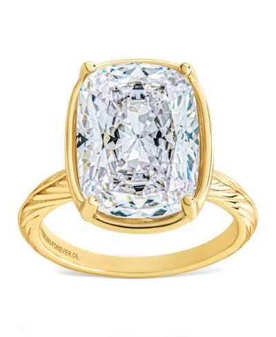 Sterling Forever Elongated Clear Cubic Zirconia Cocktail Ring In Gold