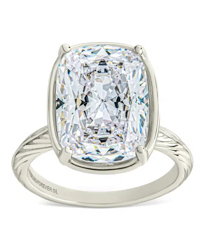 Sterling Forever Elongated Clear Cubic Zirconia Cocktail Ring In Silver