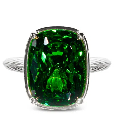 Sterling Forever Elongated Cushion Emerald Cubic Zirconia Cocktail Ring In Green