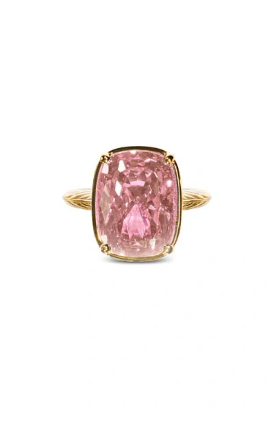 Sterling Forever Elongated Cushion-cut Cubic Zirconia Cocktail Ring In Gold