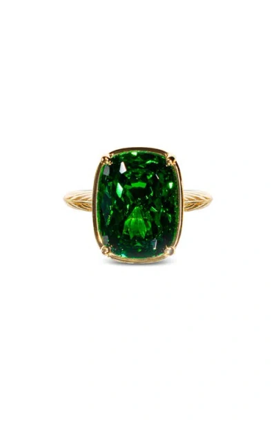 Sterling Forever Elongated Cushion-cut Cubic Zirconia Cocktail Ring In Green