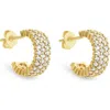 Sterling Forever Elora Pavé Cubic Zirconia Huggie Hoop Earrings In Gold/clear