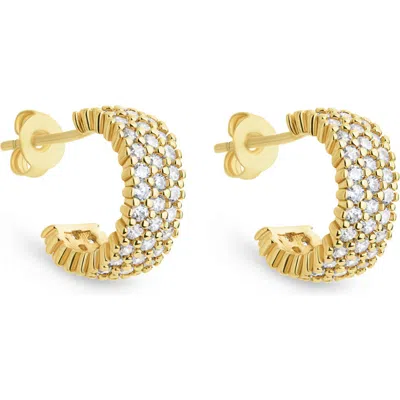 Sterling Forever Elora Pavé Cubic Zirconia Huggie Hoop Earrings In Gold/clear