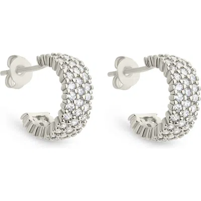 Sterling Forever Elora Pavé Cubic Zirconia Huggie Hoop Earrings In Silver/clear