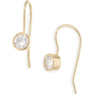 Sterling Forever Elspeth Bezel Set Cz Drop Earrings In Gold