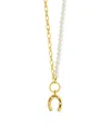 Sterling Forever Elva Pearl Cz Horsehoe Necklace In Gold
