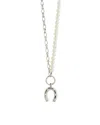 Sterling Forever Elva Pearl Cz Horsehoe Necklace In Silver