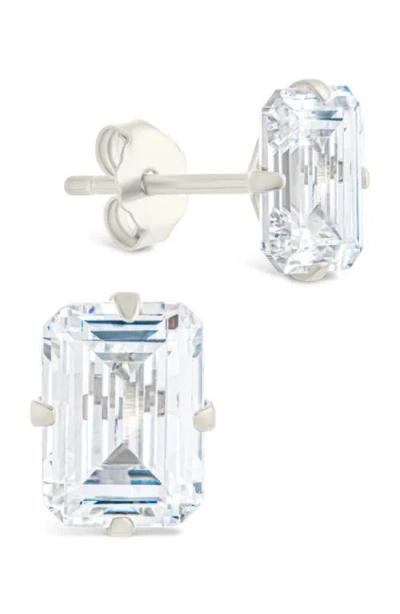 STERLING FOREVER STERLING FOREVER EMERALD-CUT CUBIC ZIRCONIA STUD EARRINGS