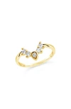 Sterling Forever Emeri Cubic Zirconia Arch Stacking Ring In Gold