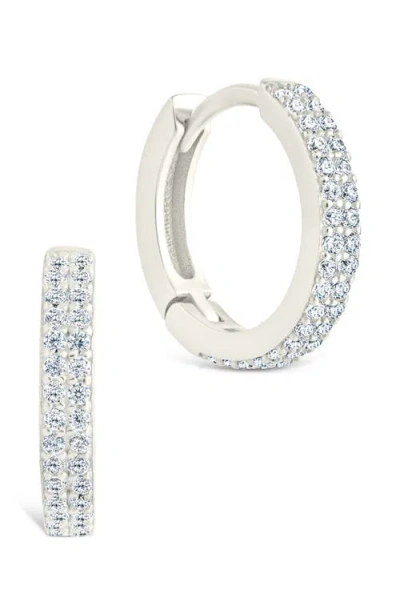 Sterling Forever Emerson Cubic Zirconia Hoop Earrings In Blue