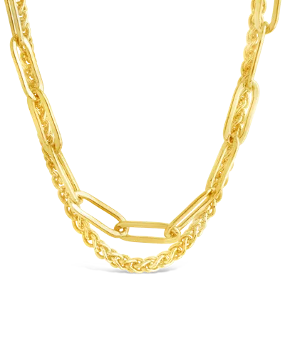 Sterling Forever Emery Paperclip & Curb Chain Layered Necklace In Gold