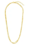 Sterling Forever Emery Textured Chain Necklace In Gold