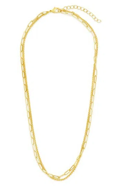 Sterling Forever Emery Textured Chain Necklace In Gold