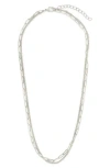 Sterling Forever Emery Textured Chain Necklace In Silver