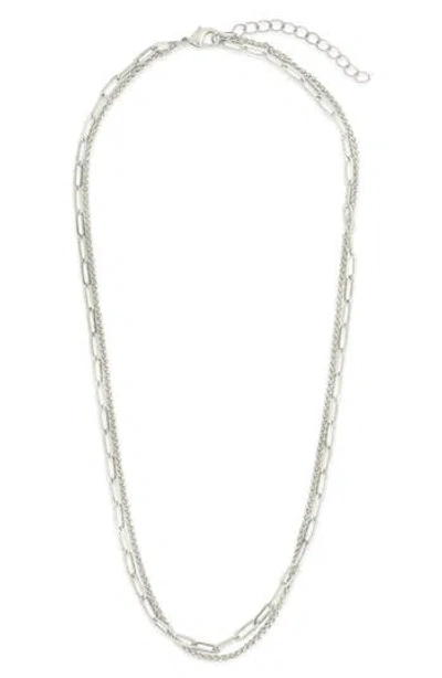 Sterling Forever Emery Textured Chain Necklace In Silver