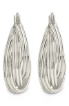 Sterling Forever Emery Triple Row Layered Hoop Earrings In Metallic