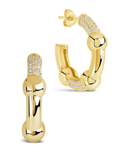 Sterling Forever Emilee Cz Hoop Earrings In Gold