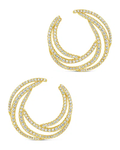 Sterling Forever Emma Cz Swirl Statement Stud Earrings In Gold