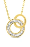 Sterling Forever Emmeline Cubic Zirconia & Polished Interlock Necklace In Gold