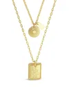 Sterling Forever Engraved Disc & Tag Layered Necklace In Gold