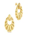 Sterling Forever Enid Textured Door Knocker Stud Earrings In Gold