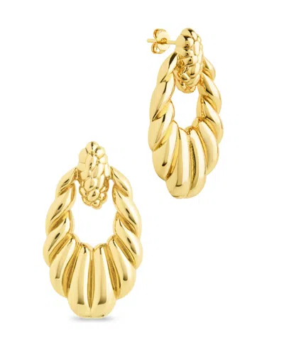 Sterling Forever Enid Textured Door Knocker Stud Earrings In Gold