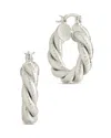 Sterling Forever Esme Textured Braided Hoop Earrings In Silver