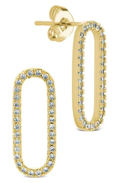 Sterling Forever Esperanza Cubic Zirconia Oval Earrings In Gold