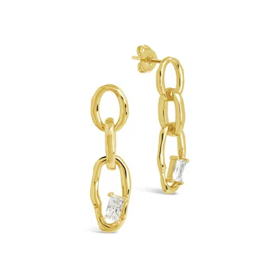 Sterling Forever Estelle Cz Linked Drop Earrings In Gold