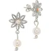 Sterling Forever Rhodium Plated 3mm-6mm Pearl Cz Esti Drop Studs