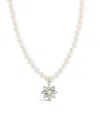 Sterling Forever Esti Cz Beaded Pearl Necklace In Metallic