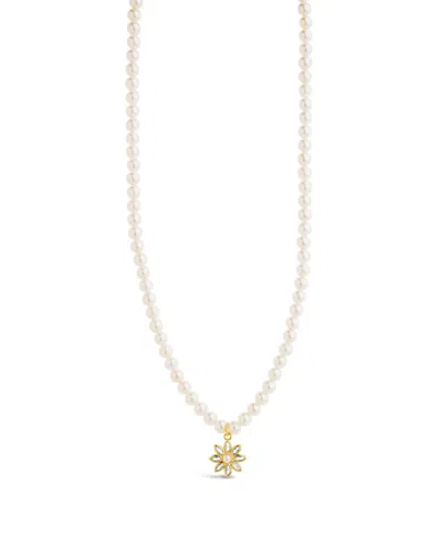 Sterling Forever Esti Imitation Pearl Necklace In Gold