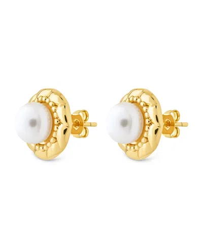 Sterling Forever Eudora Cultivated Pearl Stud Earrings In Gold